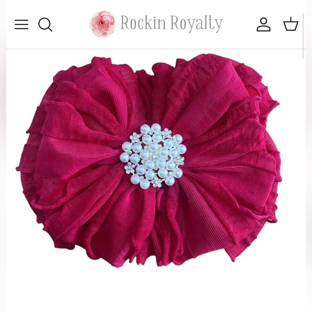 Elegant Flower Brooch with Pearl Center Headband.